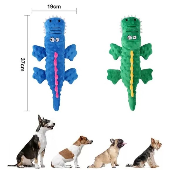 Crocodile Shape Soft Stuffed Plush Dog Chewing Toy - Picture 5 of 13